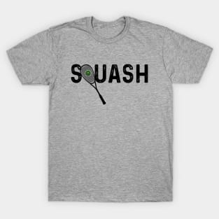 Squash Racket and Text Logo T-Shirt